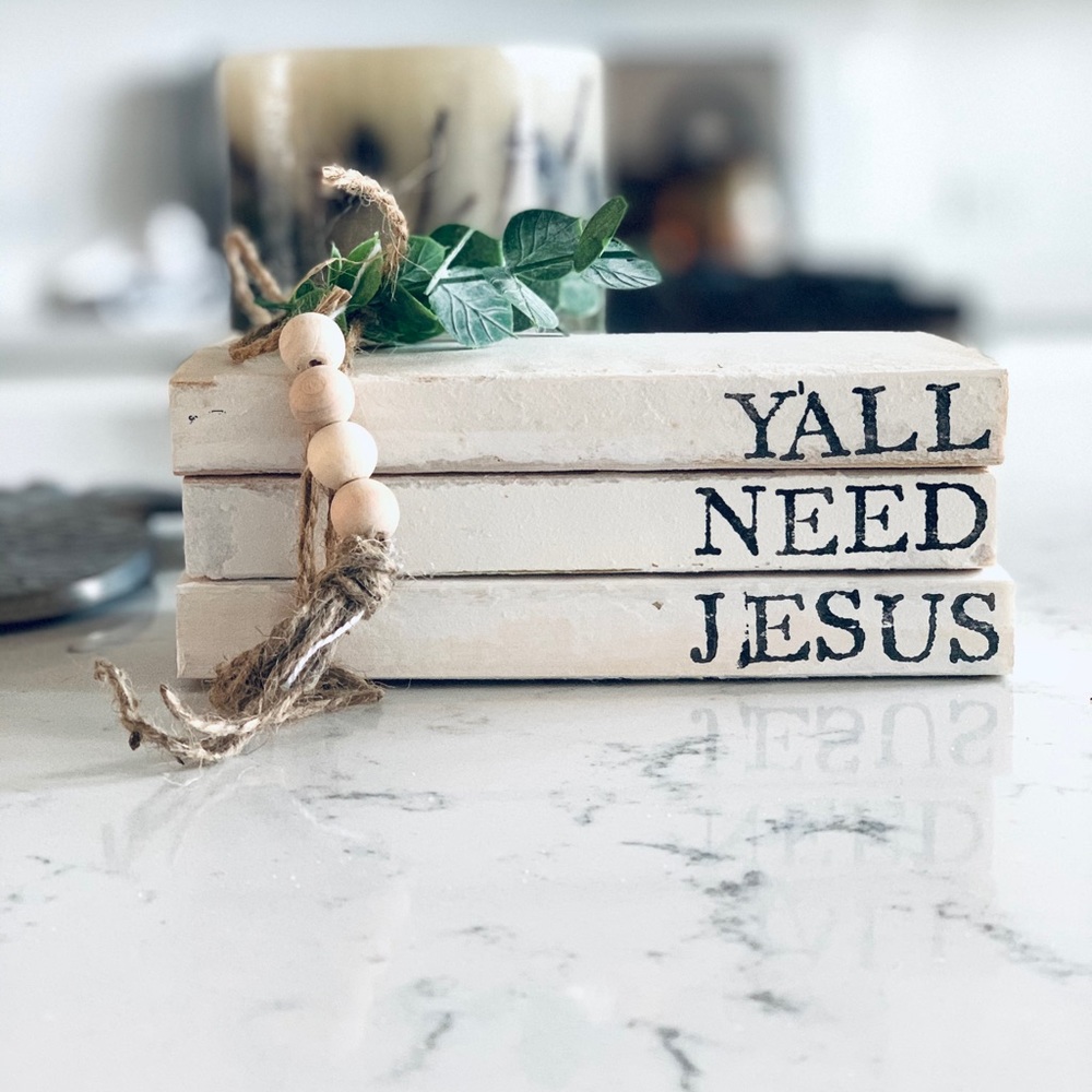 Custom farmhouse book stacks